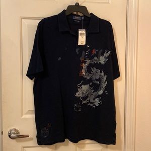 Black Polo with Dragon Embellishments